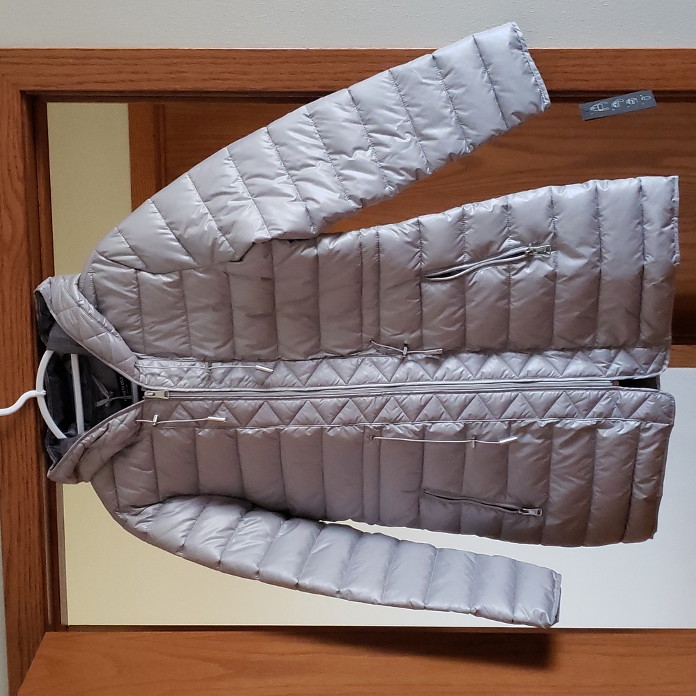 Kenneth Cole brand new with tags womens coat light grey color with silver color